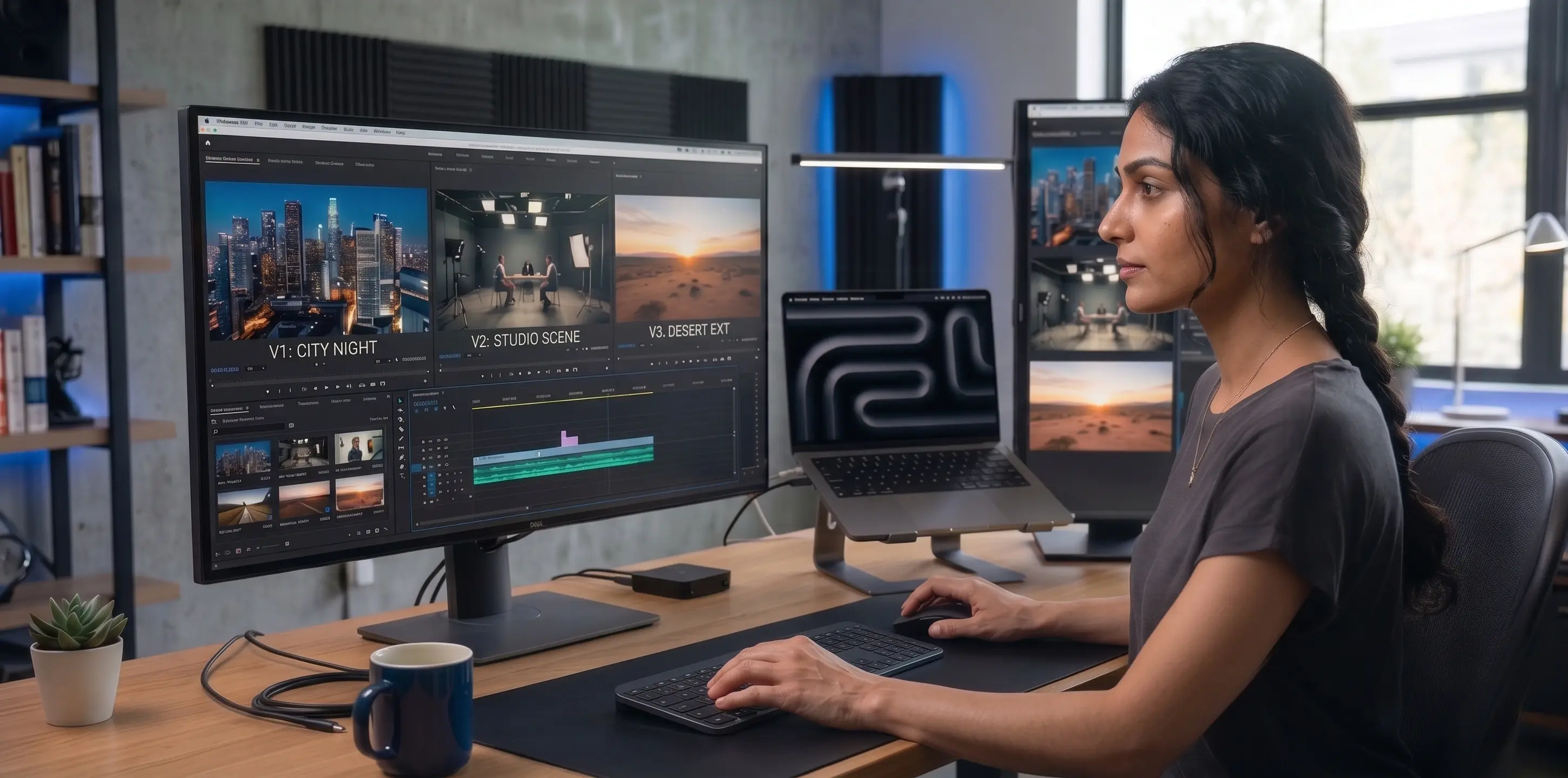 Modern virtual production studio with advanced LED volume technology